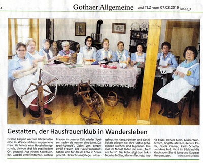Presseschau: Hausfrauenklub (Foto: Judith Scheffel, Gothaer Allgemeine und TLZ vom 7.2.2019)
