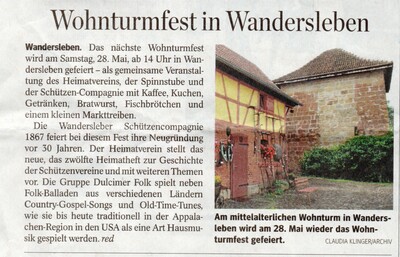 Presseschau: Wohnturmfest in Wandersleben (Foto und Text: Claudia Klinger)
